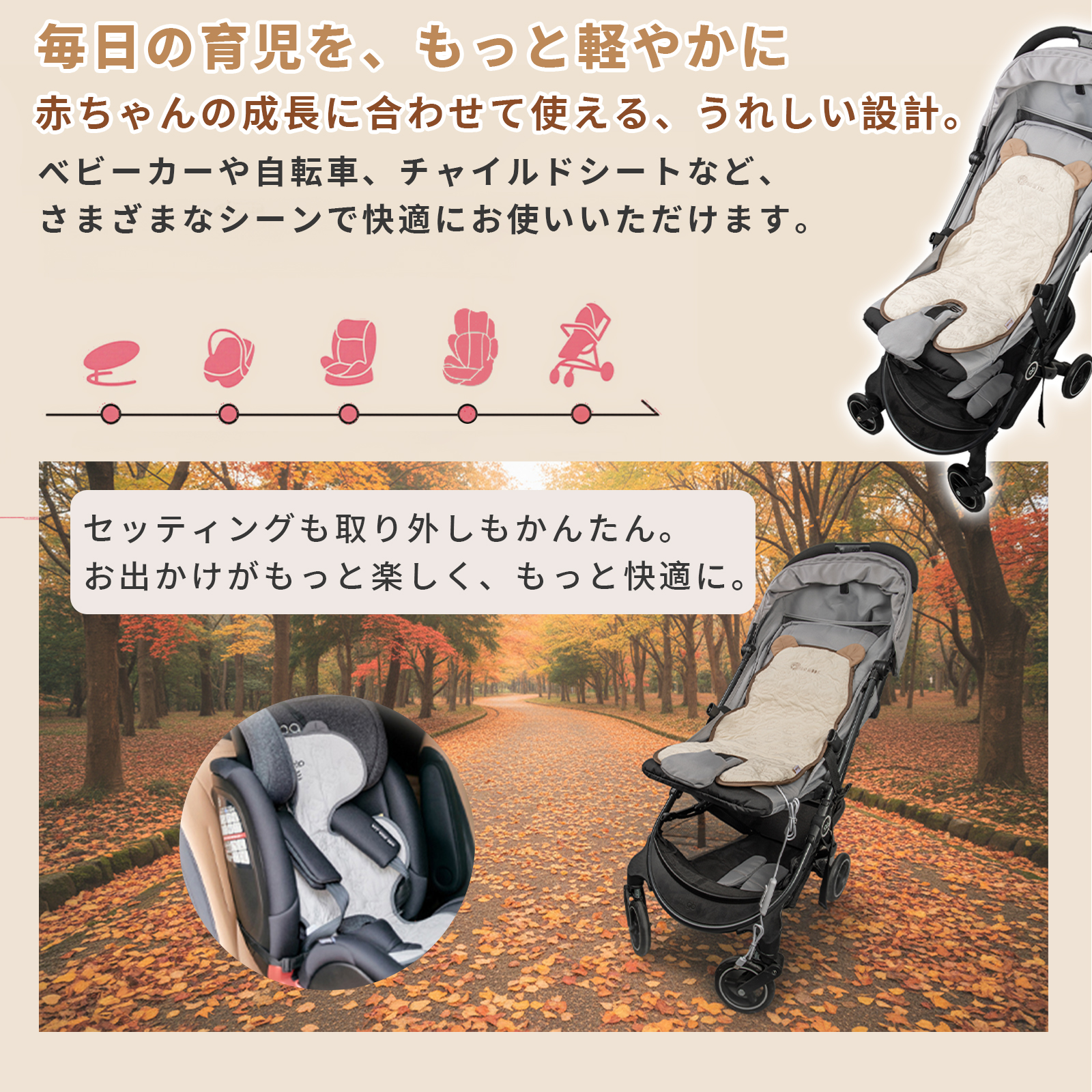 GU MODE ベビーカーシート 防寒 ウォームアップ あったか ヒーター チャイルドシート対応  3段階温度 30-90分タイマー 自動温度キープ USB給電 手洗いOK 爆買 |  | 13