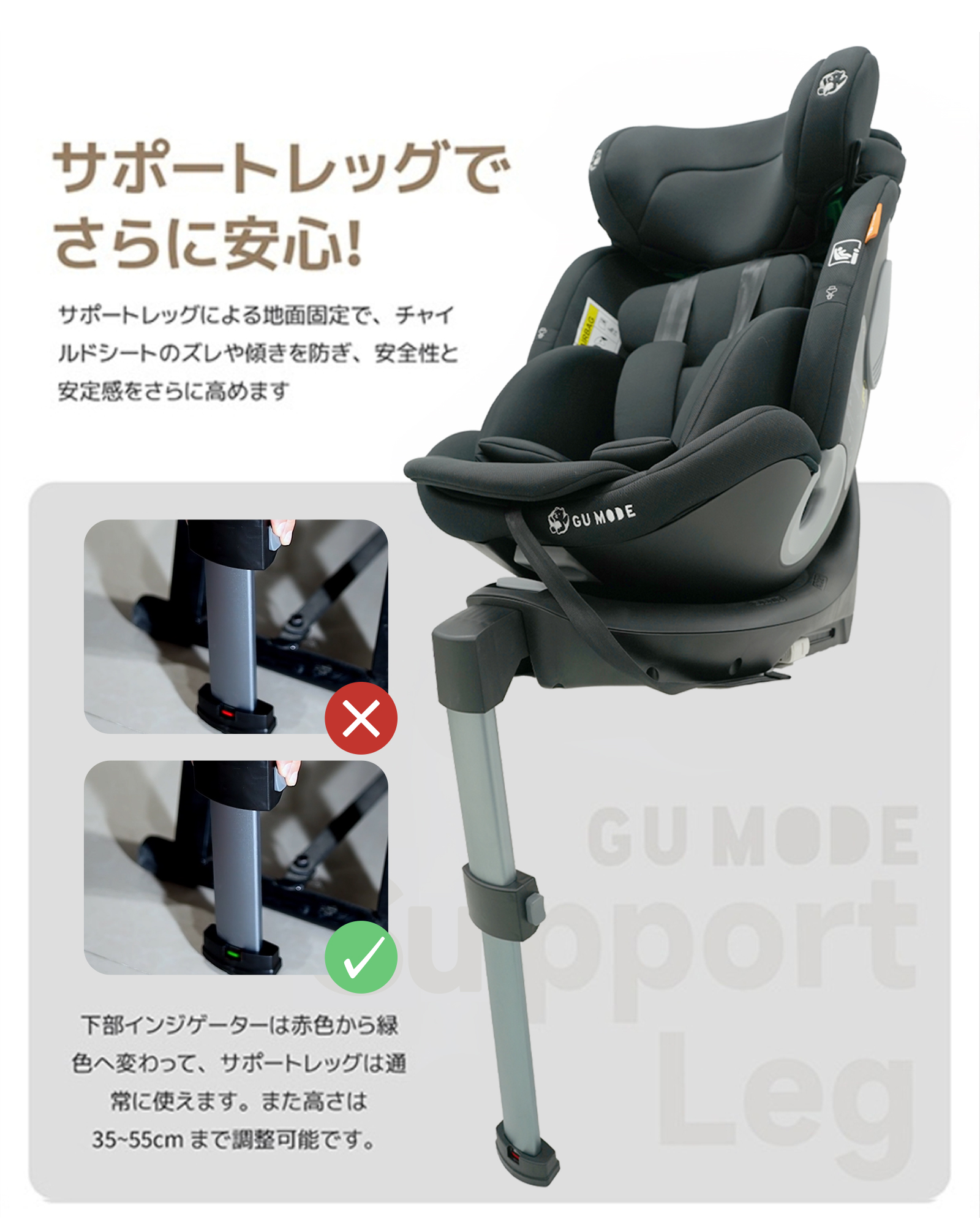 チャイルドシート GU MODE 新生児 360回転式 新基準R129 isofix キッズ