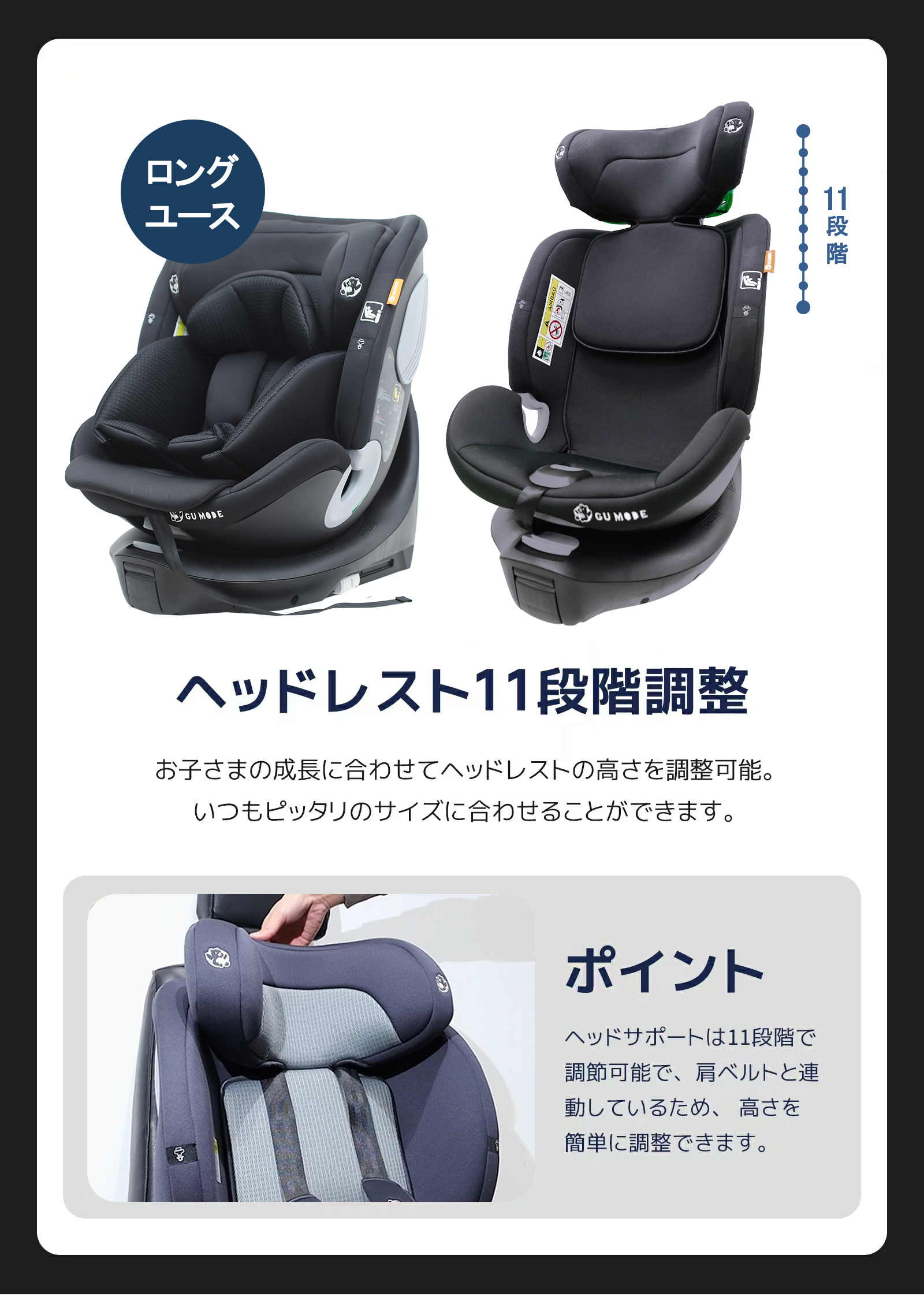 チャイルドシート GU MODE 新生児 360回転式 新基準R129 isofix キッズ