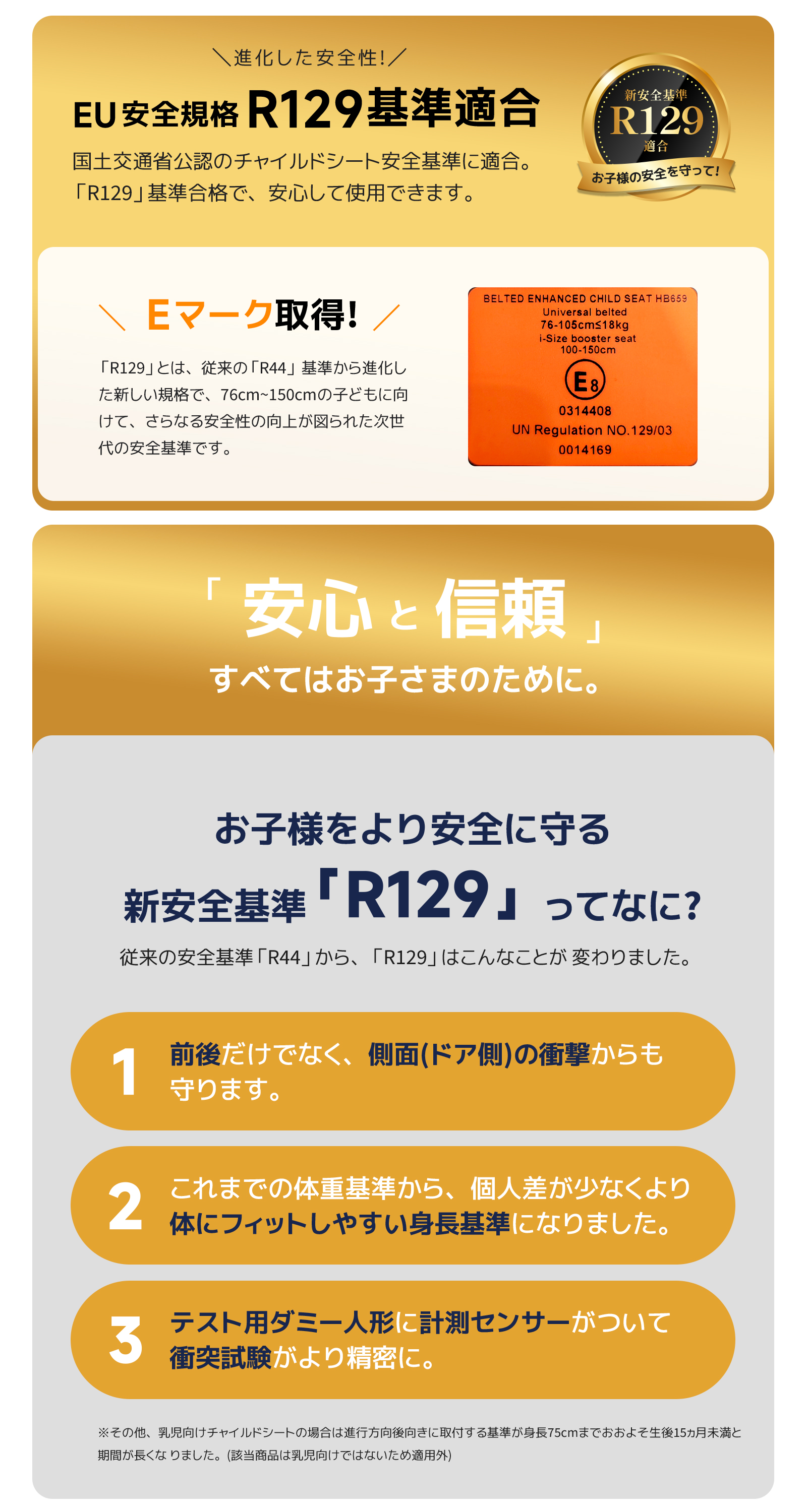 チャイルドシート シートベルト固定 5年保証 R129適合 15ヶ月から