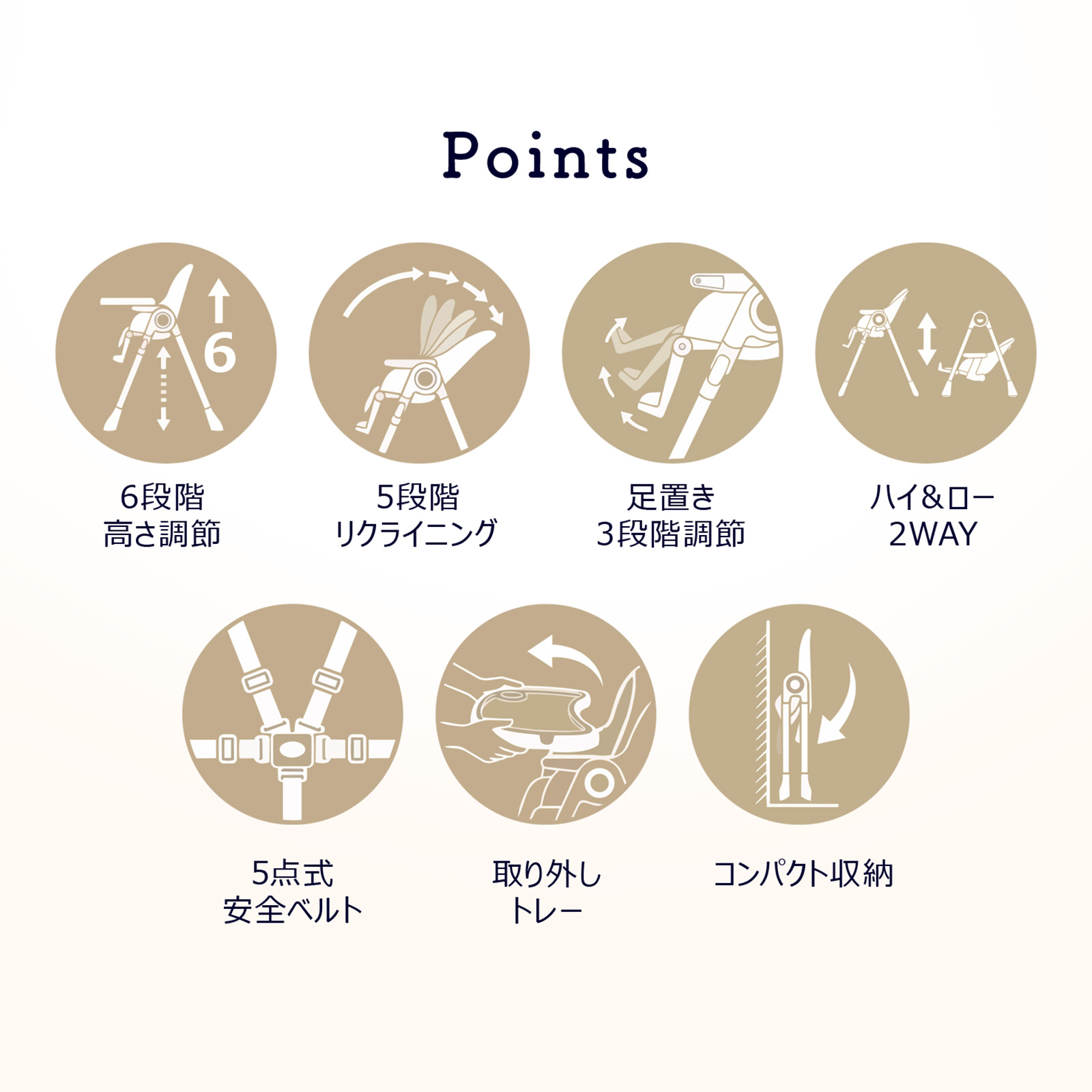 GU MODE マルチベビーチェア ハイチェア 離乳食・遊び・休憩まで使える 6段階高さ調節＆リクライニング テーブル付き 安全ベルト付き 省スペース収納 爆買 | GU MODE | 05