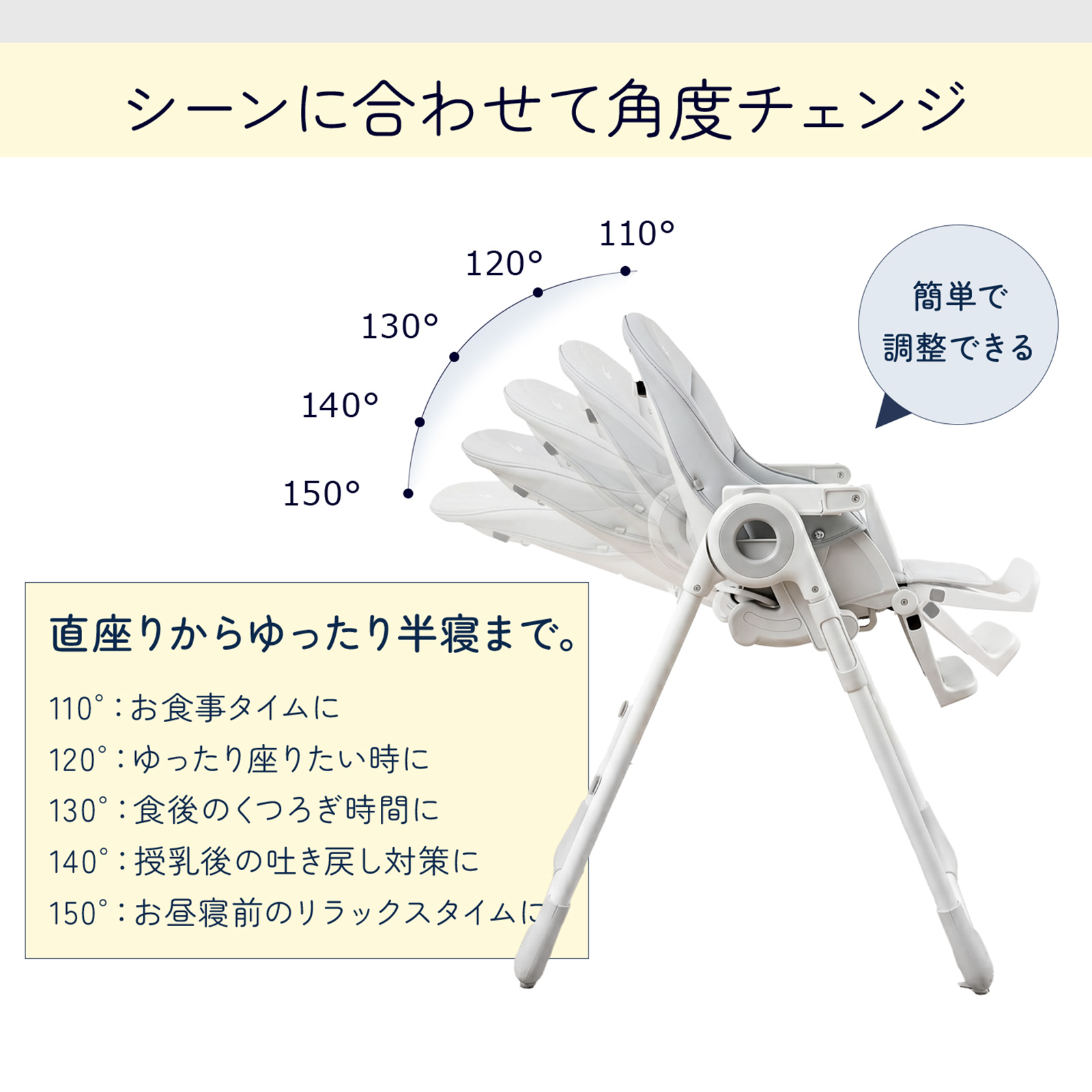 GU MODE マルチベビーチェア ハイチェア 離乳食・遊び・休憩まで使える 6段階高さ調節＆リクライニング テーブル付き 安全ベルト付き 省スペース収納 爆買 | GU MODE | 09