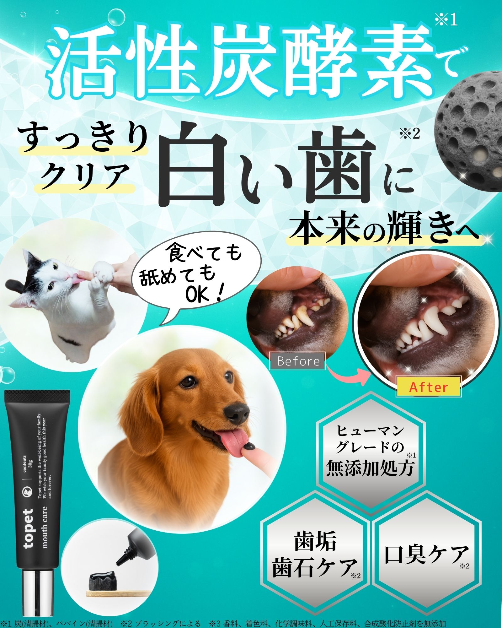 topet デンタブラック単品 犬 猫 歯磨き デンタルジェル 口腔