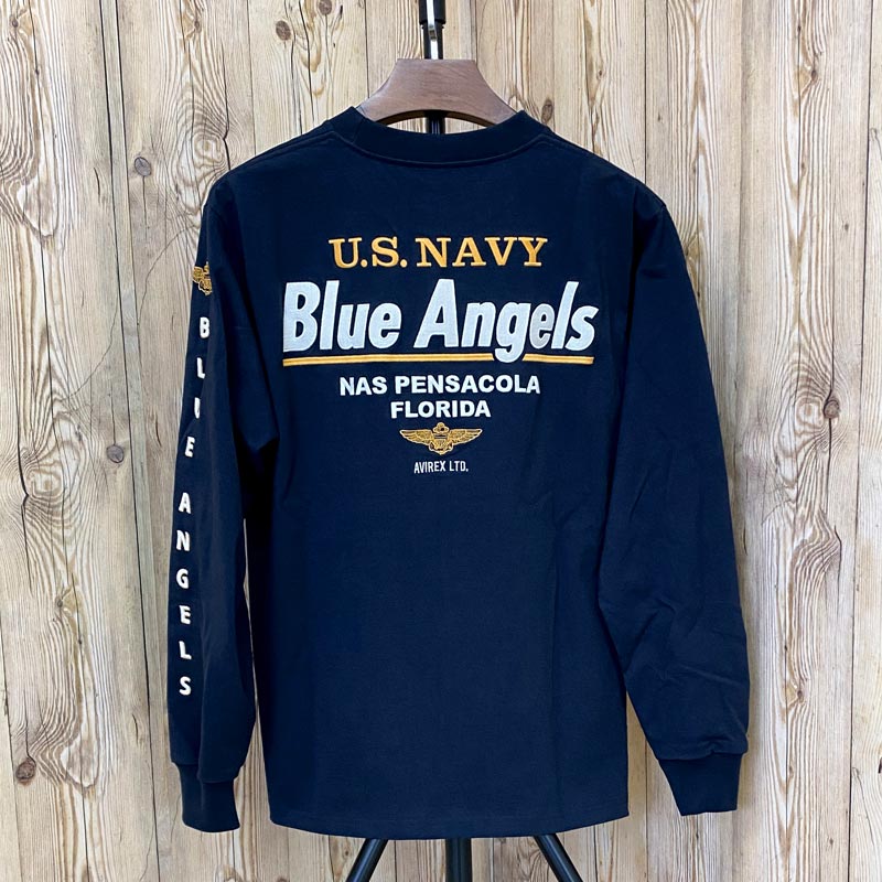 AVIREX アヴィレックス EMBROIDERED BLUE ANGELS 長袖Tシャツ ミリタリ...