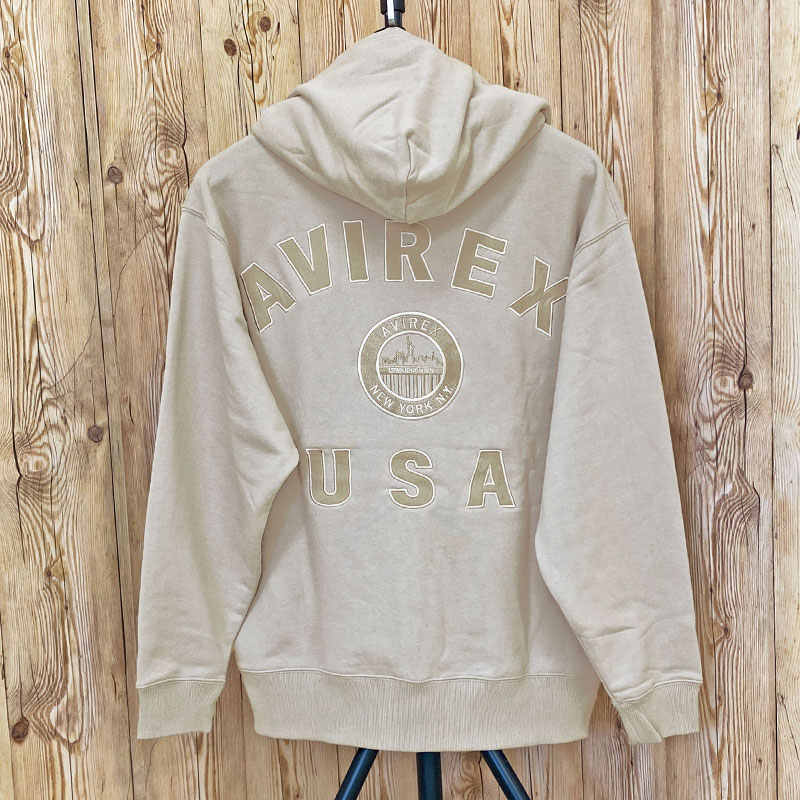セール☆AVIREX アヴィレックス ロゴ ネイバル パーカー AVIREX アヴィレックス VARSITY LOGO ZIP SWEAT PARKA NYC バー