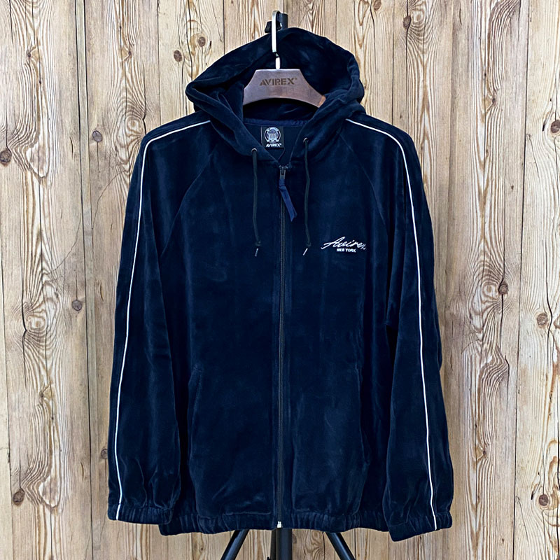 AVIREX アヴィレックス VELOUR ZIP PRAKA CURSIVE LOGO ベロア ジップ