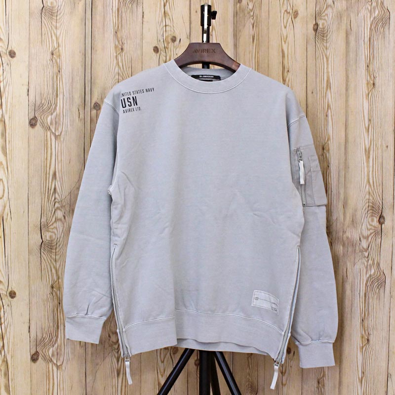 AVIREX アヴィレックスFADE WASH MIL. POCKET SWEAT フェイドウォッシュ ミリタリーポケット スウェット トレーナー 783-5132011 アビレックス メンズ 長袖 | AVIREX | 01