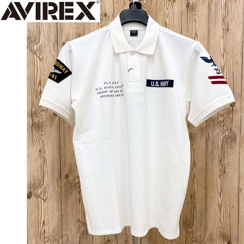 AVIREX アヴィレックス ネイバル パッチド 半袖ポロシャツ 刺繍 