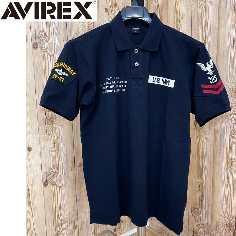 AVIREX アヴィレックス ネイバル パッチド 半袖ポロシャツ 刺繍