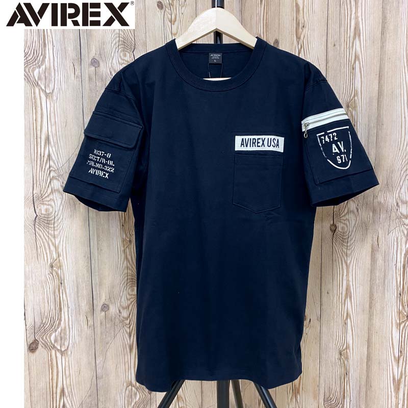 AVIREX アヴィレックス 半袖 ファティーグ Tシャツ 綿100% コットン クルーネック ポケット ミリタリー メンズブランド｜topism｜05