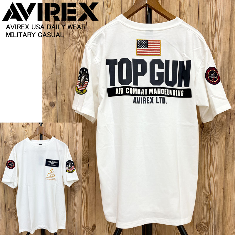 AVIREX TOP GUN PATCH＆PRINT トップガン 半袖 Tシャツ 映画コラボ マーヴ...