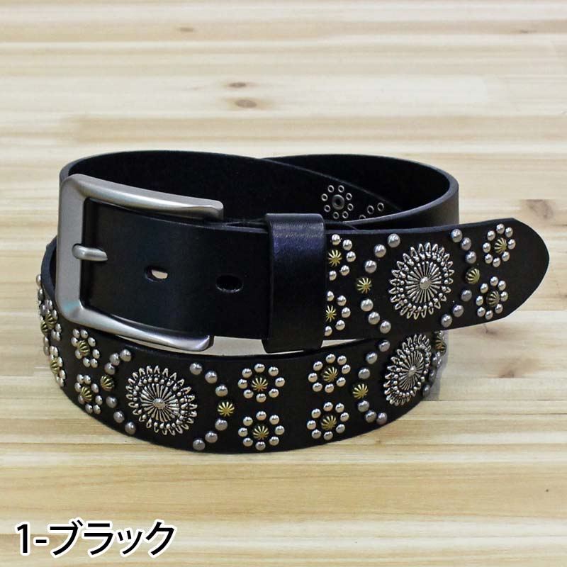 ベルト メンズ 本革 レザー ウエスタン スタッズベルト 牛革 男女兼用