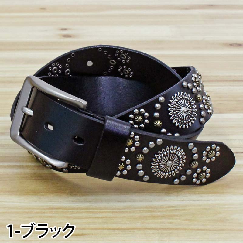 古着Lサイズ RATS WAY OF LIFE スタッズ レザーベルト ベルト メンズ 本革 レザー ウエスタン スタッズベルト 牛革 男女兼用