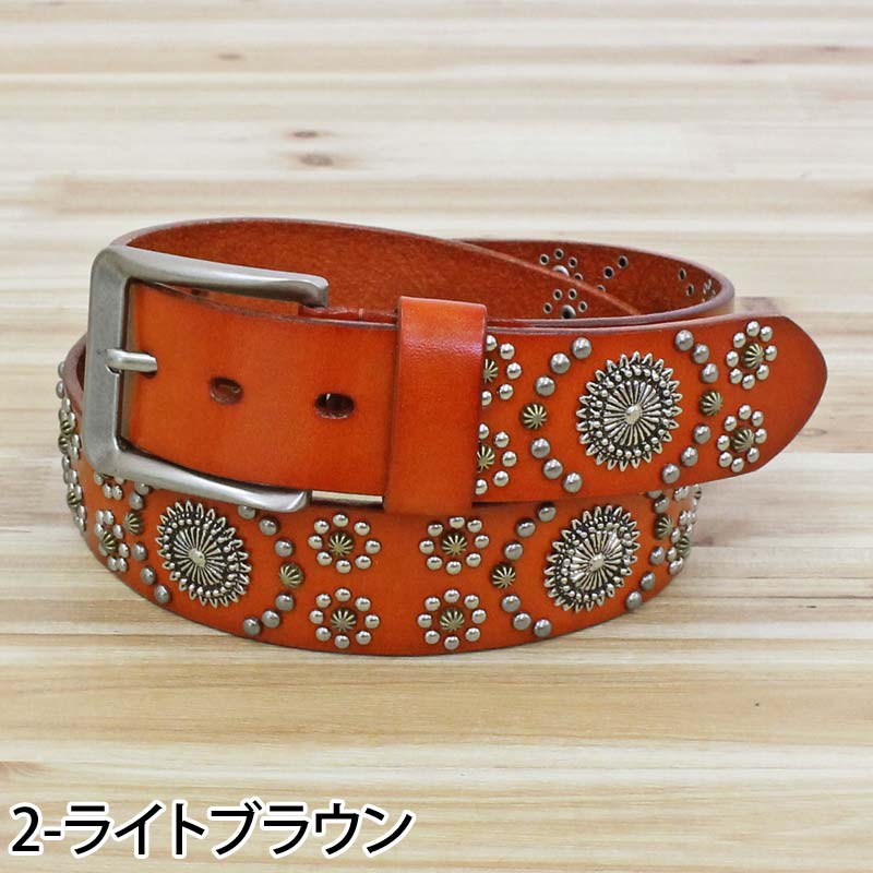 ベルト メンズ 本革 レザー ウエスタン スタッズベルト 牛革 男女兼用