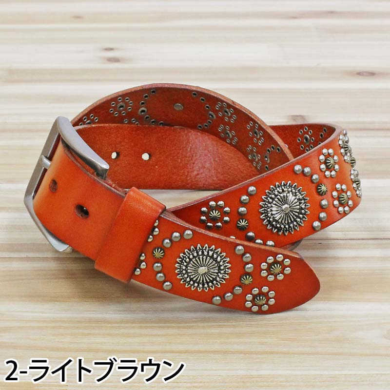 ベルト メンズ 本革 レザー ウエスタン スタッズベルト 牛革 男女兼用