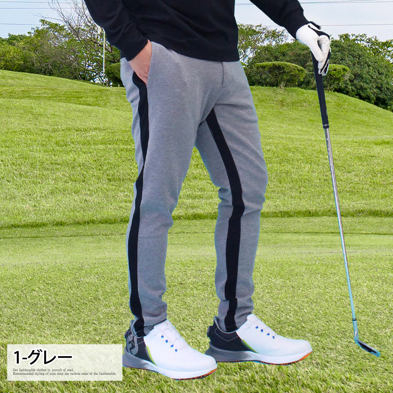 ビームスゴルフ パンツ サイドライン ボンディング ブラック