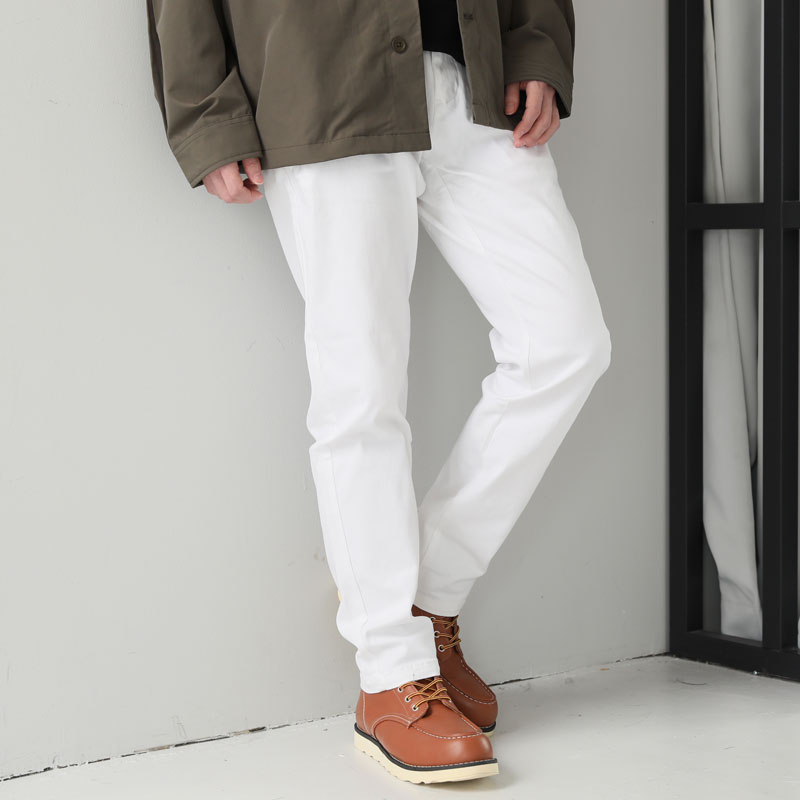 EPOCA UOMO ストライプ柄チノパンツ リネン混 ベージュ/UW290 リニューアルバージョン 選べる股下2タイプ チノパン メンズ