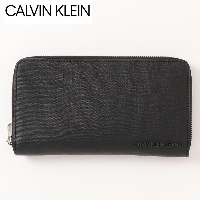 Calvin Klein カルバンクライン CK 3Dロゴラウンドファスナーレザーウォレット 財布 ...
