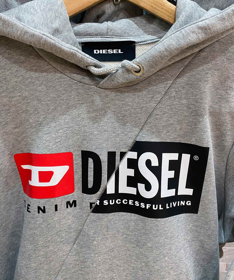 DIESEL ディーゼル Wロゴ プリント スウェット プルオーバー パーカー