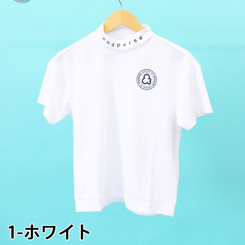 and per se アンパスィ ゴルフウェア レディースモックネックシャツ ロゴ 吸汗速乾 UVプロテクト ワイドゆったり ストレッチ トップス ブランド おしゃれ 春夏の画像