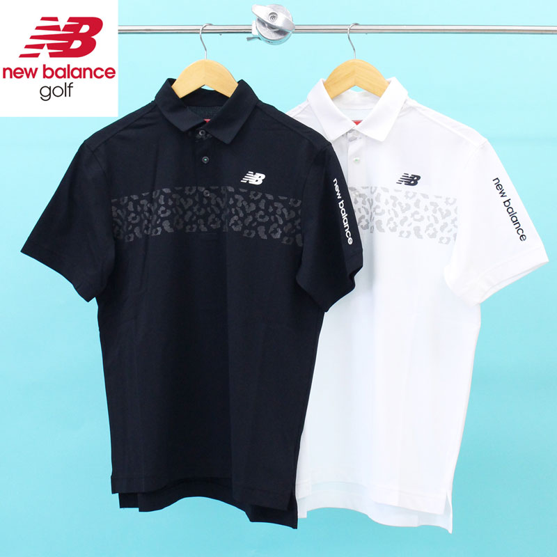 New Balance GOLF ニューバランスゴルフ ゴルフウェア メンズ ポロシャツ 吸湿速乾ドライ トップス 半袖 ロゴ レオパード柄切替 ブランド 春夏