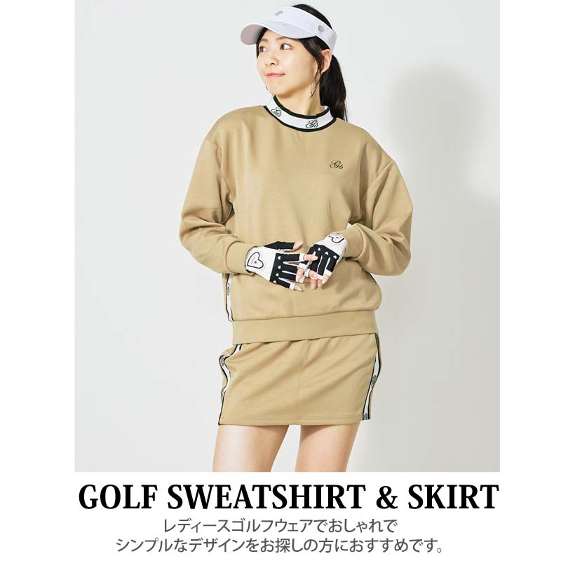 ゴルフウェア レディース 上下セットアップ gs GOLF スウェットジャージ モックネックトレーナー スカート ロゴ おしゃれ 秋冬 春夏