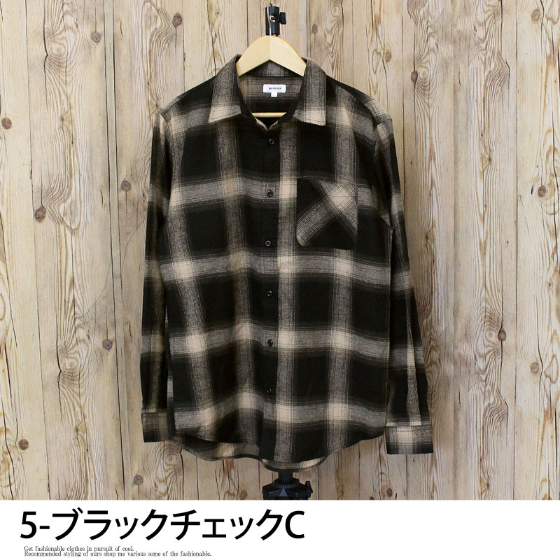 チェックシャツ フランネルシャツ メンズ ネルシャツ 無地 長袖