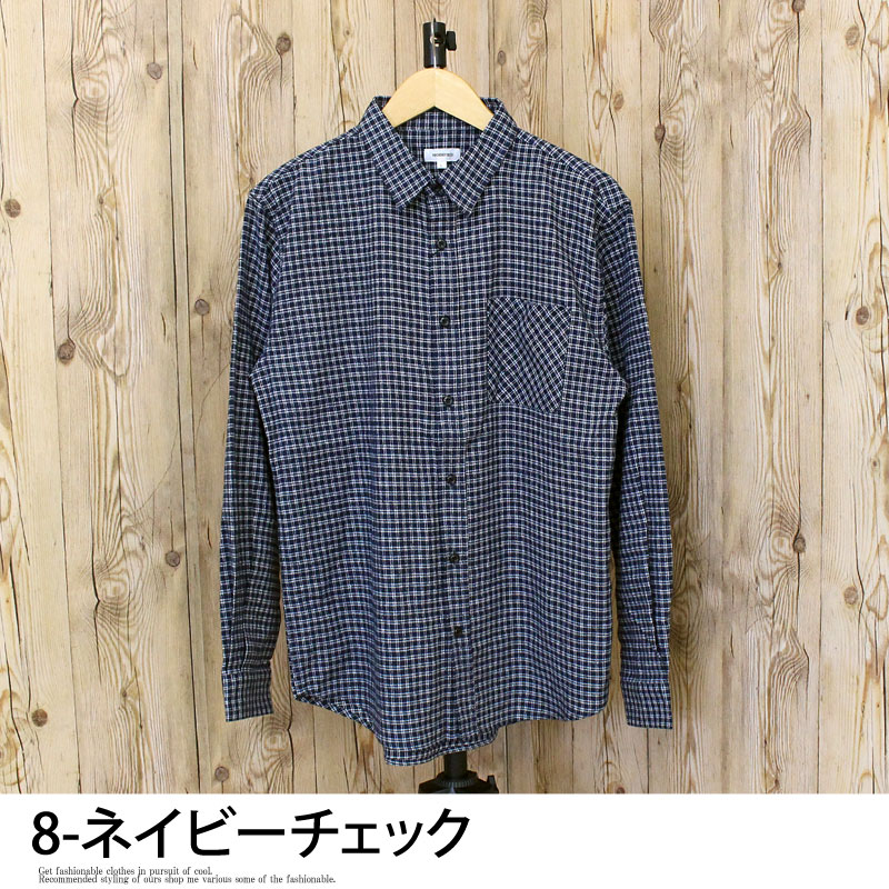 チェックシャツ フランネルシャツ メンズ ネルシャツ 無地 長袖
