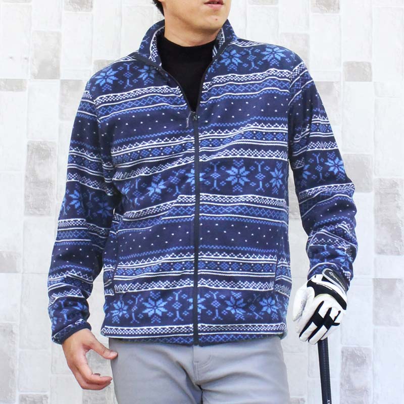 ゴルフウェア メンズ フリース 暖か裏起毛 フルジップ パーカー