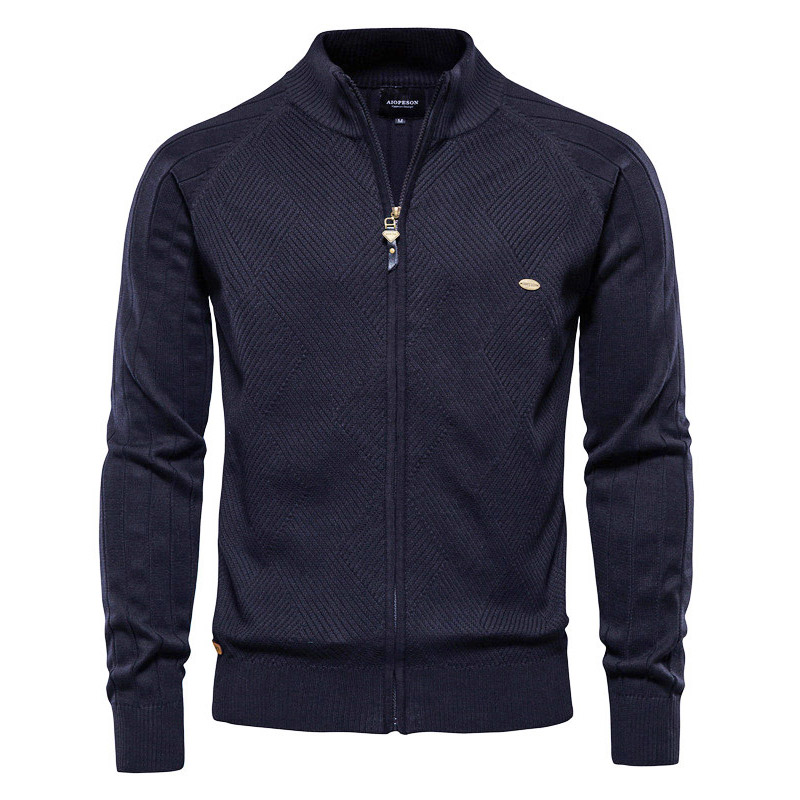 ゴルフウェア メンズ ニット セーター ゴルフ フルジップアップ 長袖