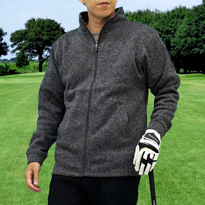 ゴルフ ジャケット メンズ ゴルフウェア ニットフリース 暖かい裏起毛