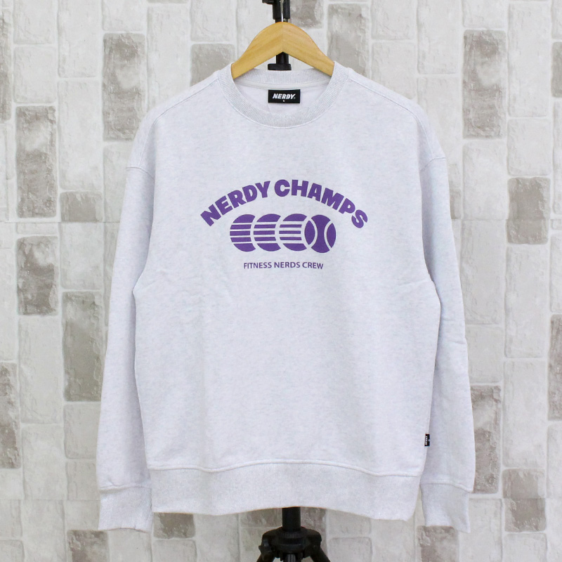 NERDY basic logo スウェット白 NERDY ノルディ チャンプスウェットシャツ CHAMPS SWEATSHIRT 韓国