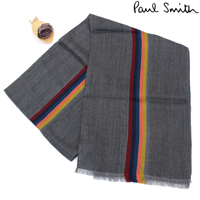 PAUL SMITH ポールスミス スカーフ マフラー ストール ストライプ マルチカラー シルク ...