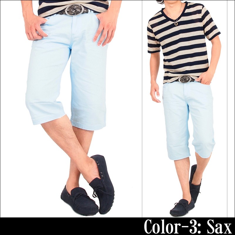 ショートパンツ メンズ ショーツ カラーデニム ハーフパンツ