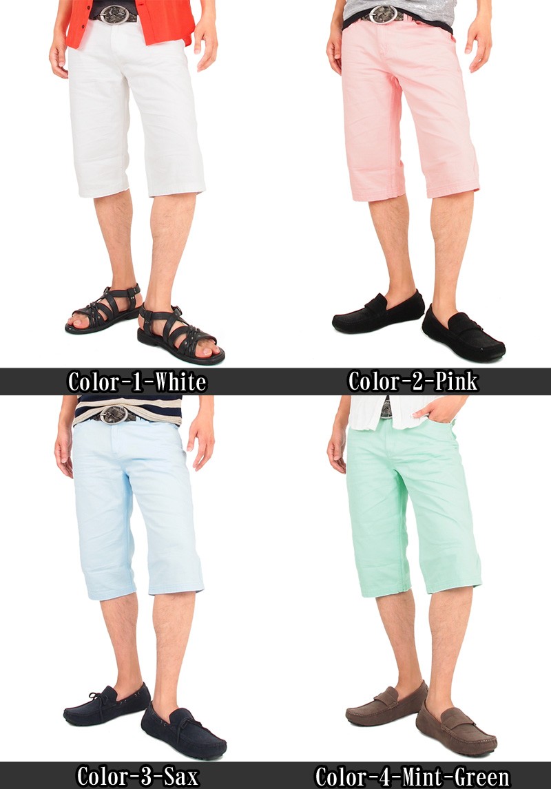 【Cider】ベルト付 デニム ショーツ 2色 ショートパンツ メンズ ショーツ カラーデニム ハーフパンツ
