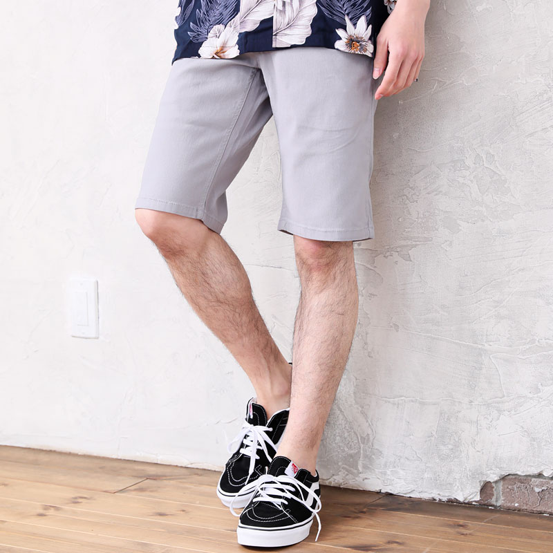 ハーフパンツ ショートパンツ メンズ ストレッチ チノパン 無地