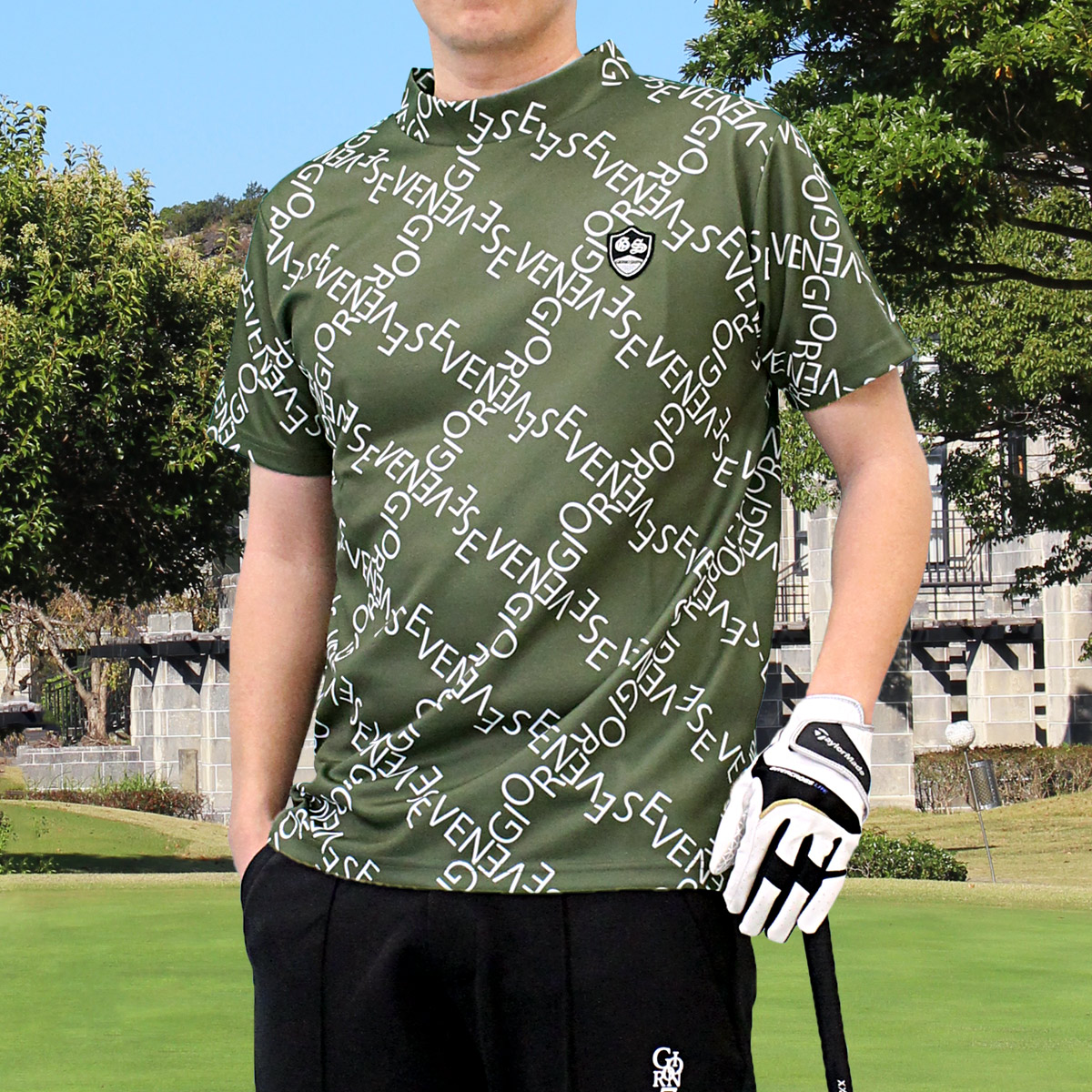 ラッセルノ ゴルフ ビッグロゴ ルチャ サイドライン モックネック