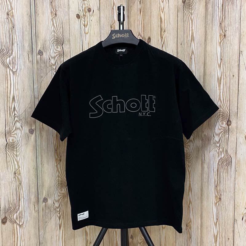 Schott BASIC LOGO クルーネック 半袖Tシャツ プリント ベーシック ロゴ メンズ ...