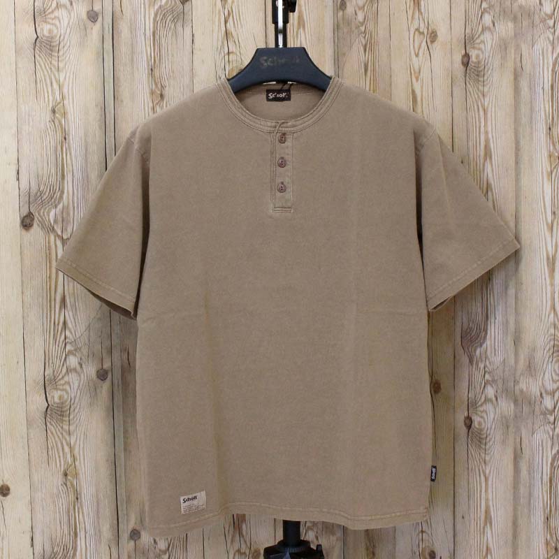 Schott ショット PIGMENT O/D HENLEY NECK T-SHIRT 半袖 Tシャツ PIGMENT O/D SS HENLEY NECK T-SHIRT/ピグメント オーバーダイ