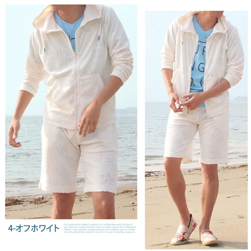 セットアップ メンズ パーカー パイル生地 ショーツ ショートパンツ