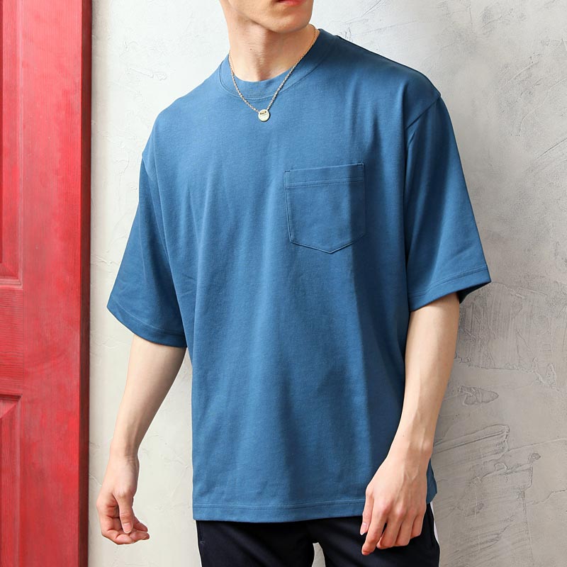 半袖Tシャツ メンズ 吸水速乾 USAコットン天竺 無地 ポケット付き  