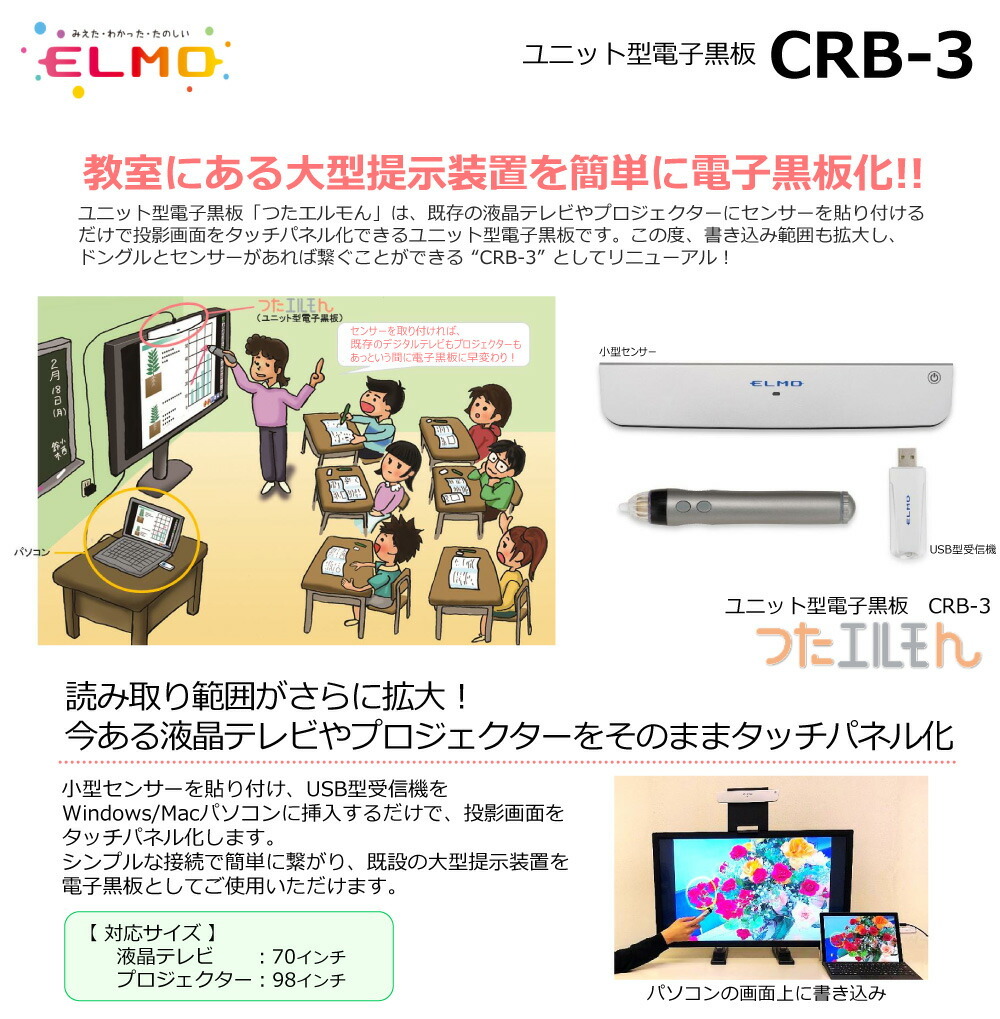 ELMO エルモ ユニット型電子黒板 つたエルモん CRB-3 : crb-3