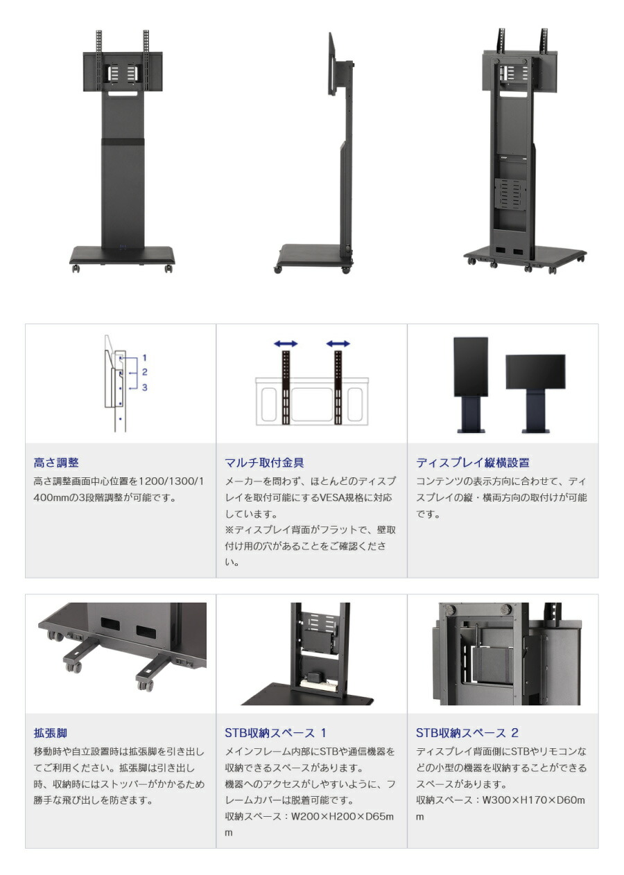車上渡し】(組立作業必要品) SDS 移動式壁寄せデジタルサイネージ