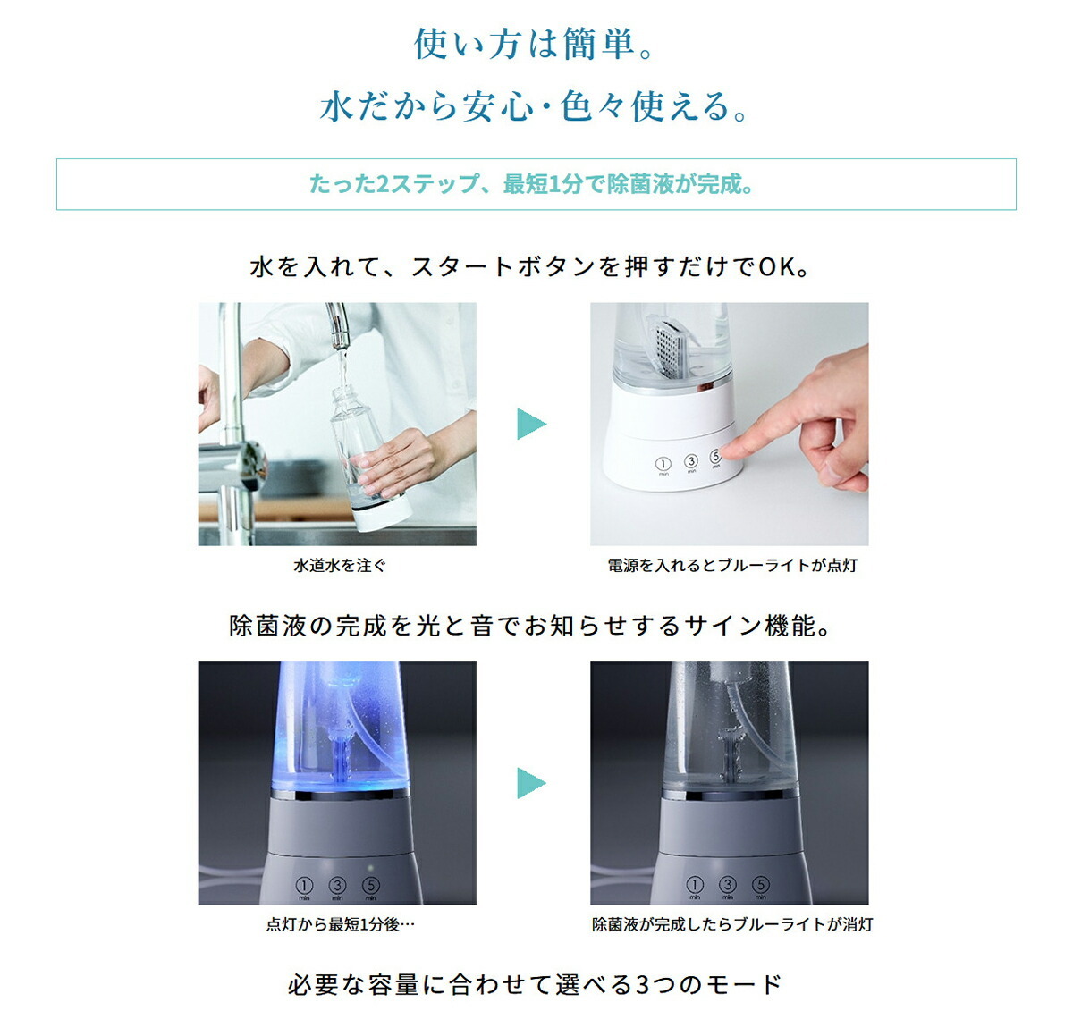 高機能除菌スプレー e-3X(イースリーエックス) 水から作る除菌液生成器