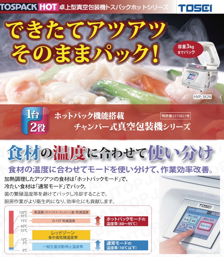 美品TOSEIホットパック真空包装機業務用HVP-382N型2021年製 卓上型トスパックホットシリーズ HVP-382N｜株式会社 TOSEI