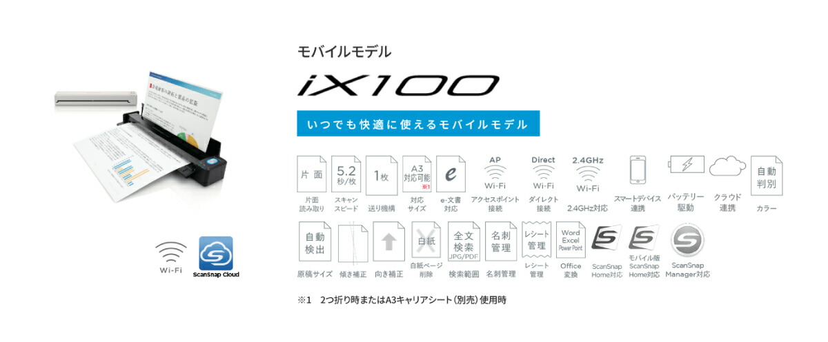 リコー（RICOH） ScanSnap スキャンスナップ モバイルモデル FI-IX100B