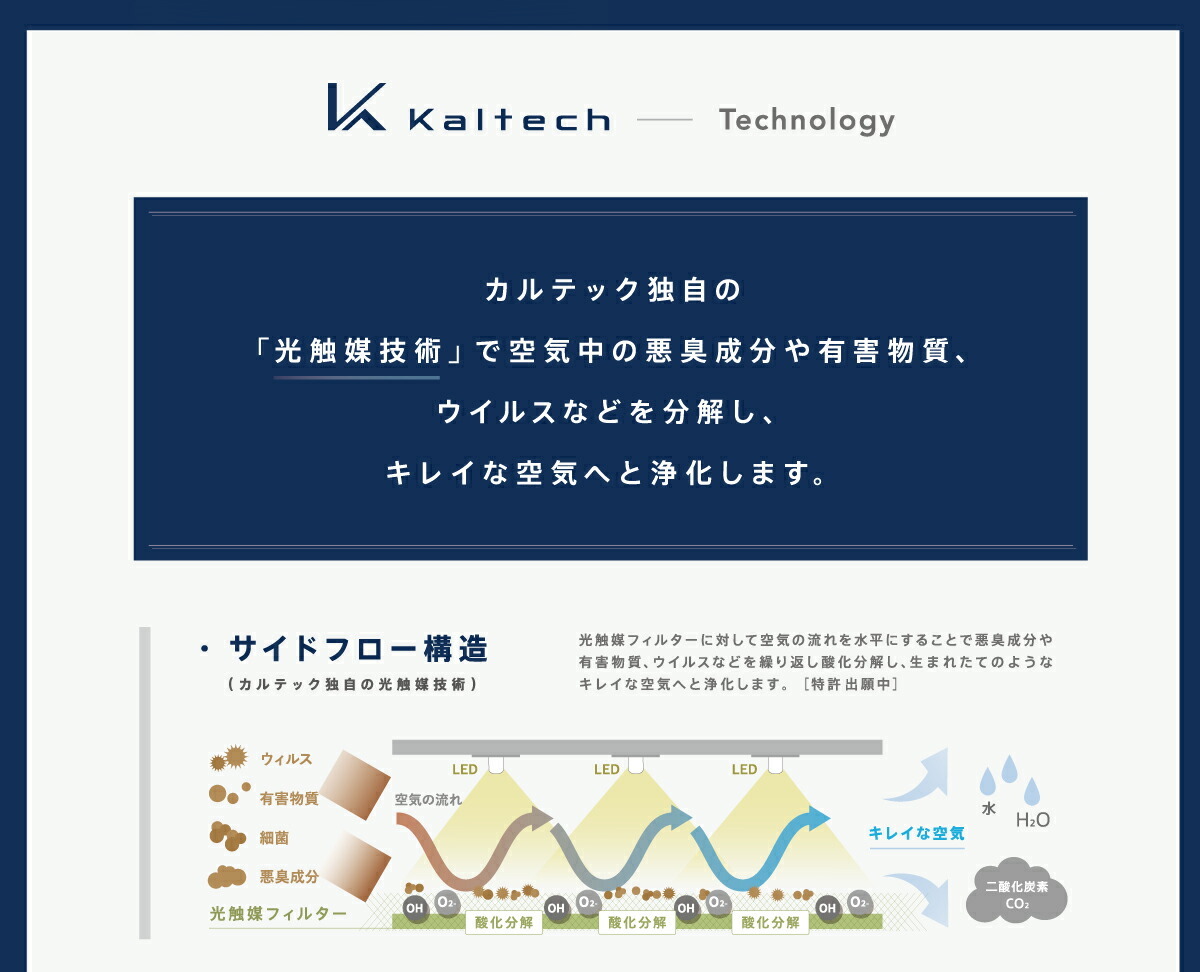 カルテック ターンド・ケイ 光触媒 脱臭・除菌機 浮遊ウイルス99.9