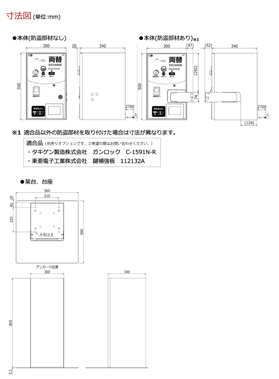 両替機　高額紙幣　架台付　2024年新札対応 楽天市場】【中古】新紙幣対応 スリム両替機 ブラック （鉄製