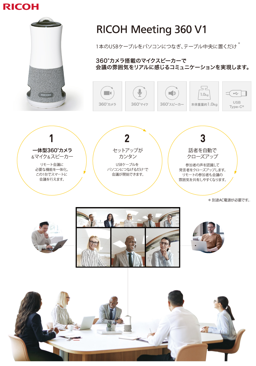 リコー RICOH Meeting 360 (WEB会議デバイス) あんしん3年保証モデル