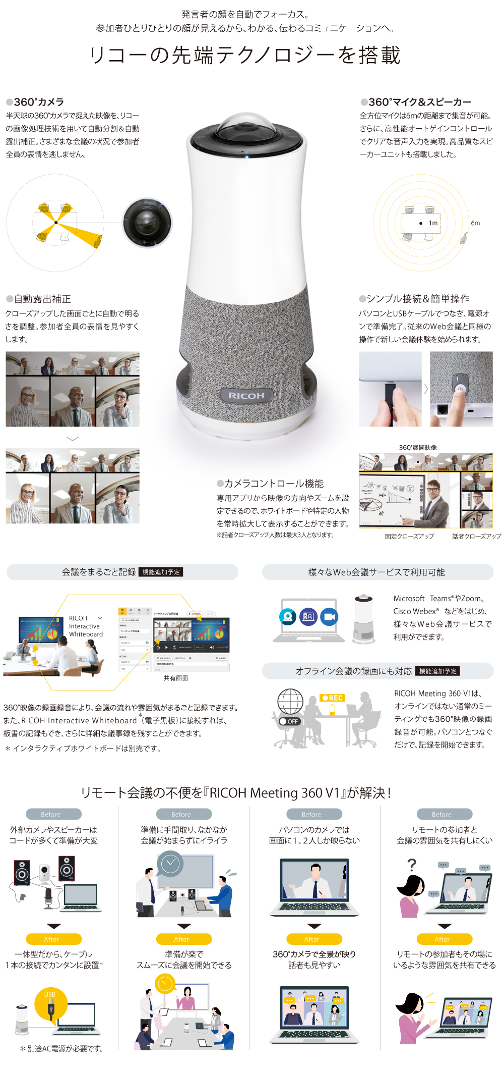 リコー RICOH Meeting 360 (WEB会議デバイス) あんしん3年保証モデル